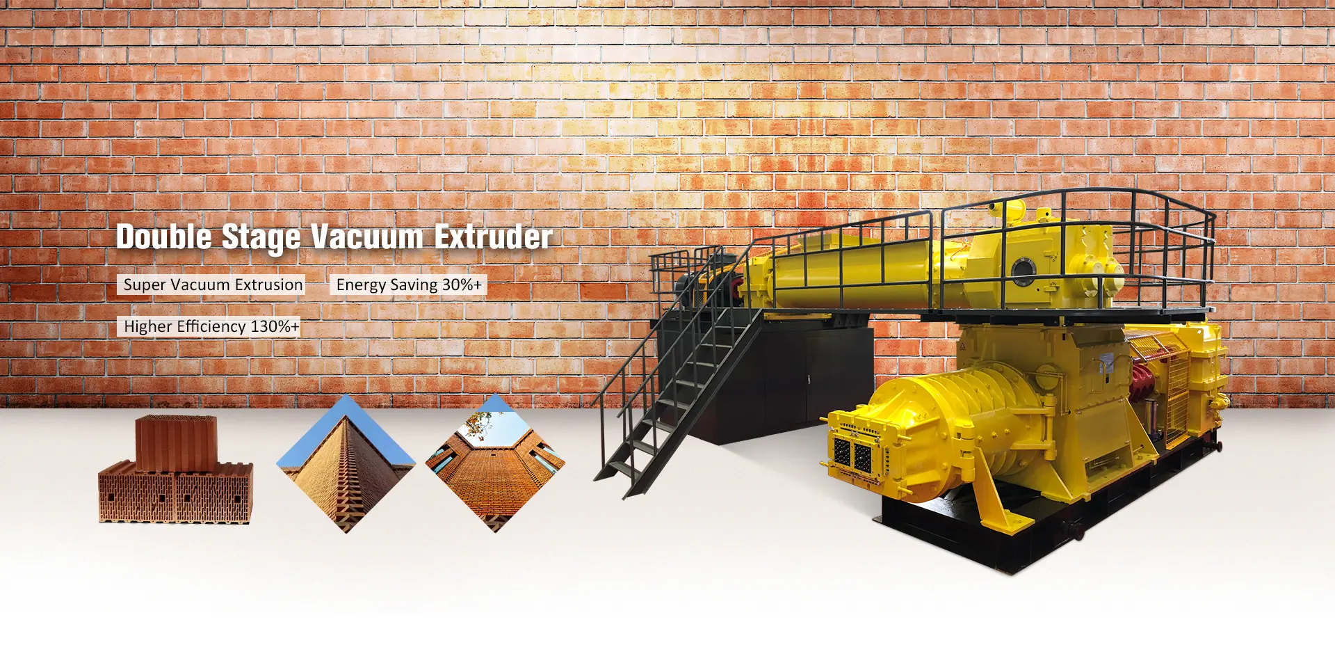 Vacuum extruder is a hard plastic vacuum extruding machine to shaping green bricks.