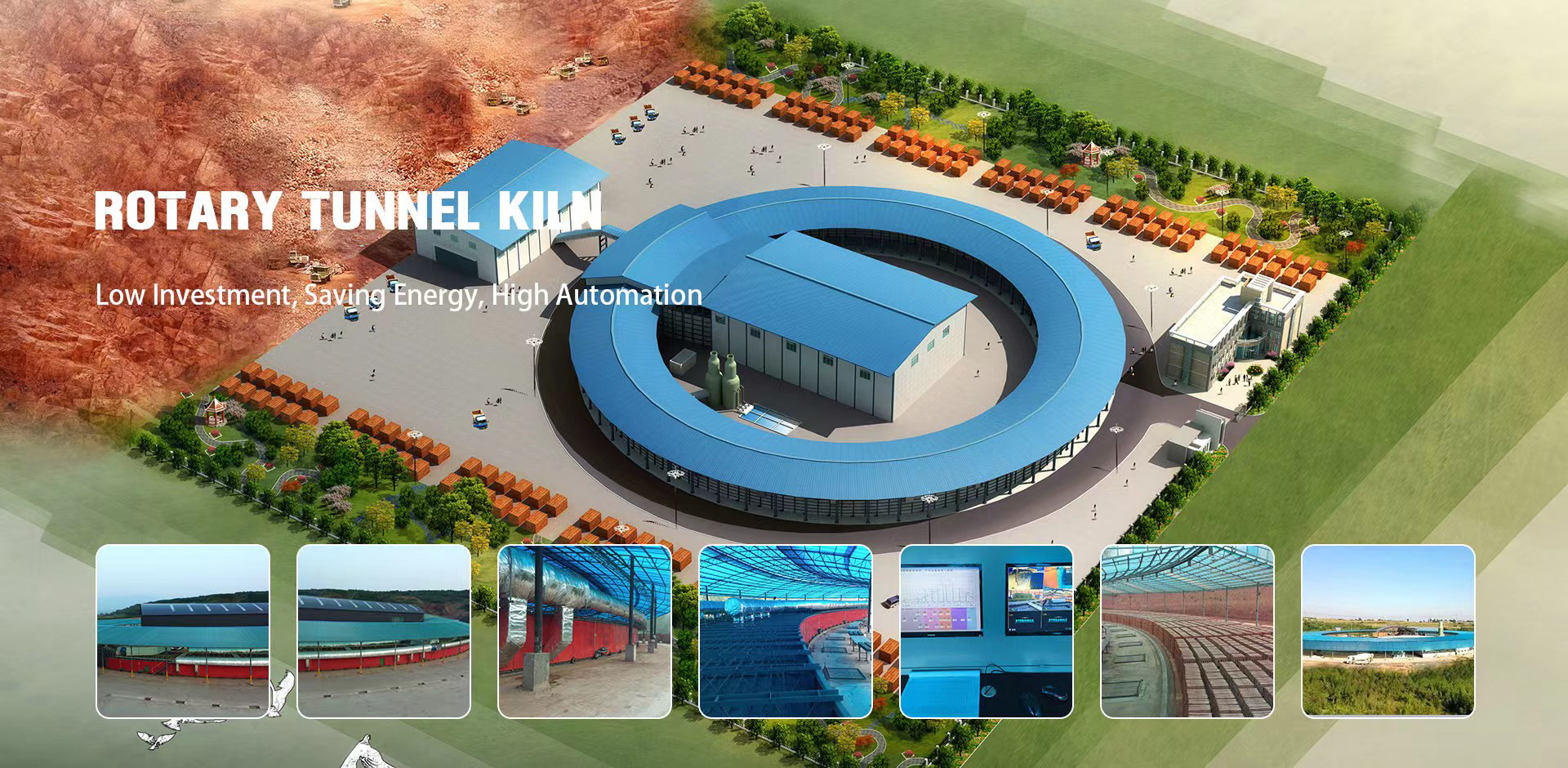 Rotary tunnel kiln is also called movable or mobile tunnel kiln. It is one stop drying and baking kiln for red brick production.