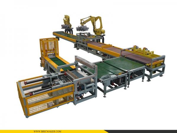 Two Robots Auto Stack Line Green Brick Billet Transfer Turnover Group Stack Line