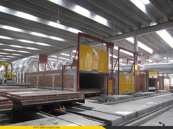 Туннельная печь для обжига глиняного кирпича на тяжелом масле с циклом обжига 31 час
